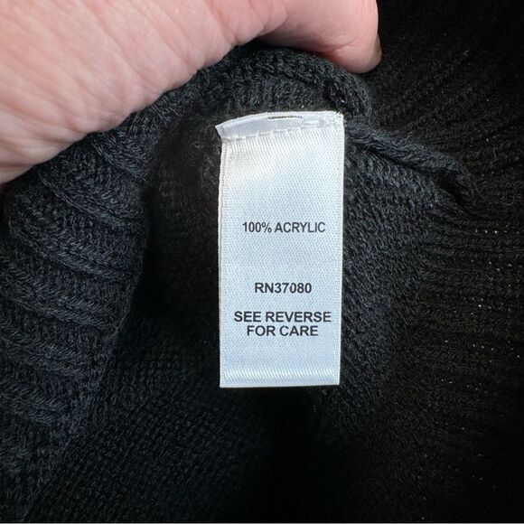 CATO Women Fair Isle Sweater Tassels Black White M Med Medium Raglan Long Sleeve - Picture 10 of 13